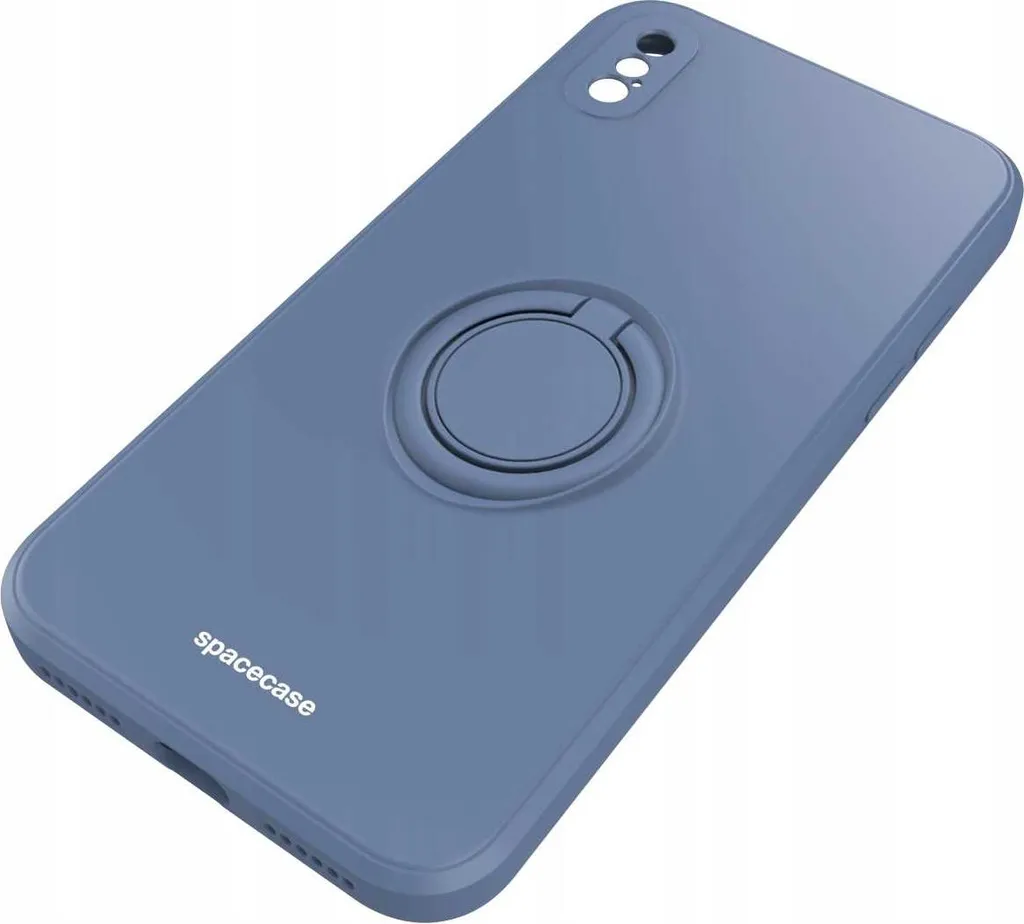 Cover iPhone X/Xs Silicone Blu SPACECASE - Ring Holder e Grip Totale - 4