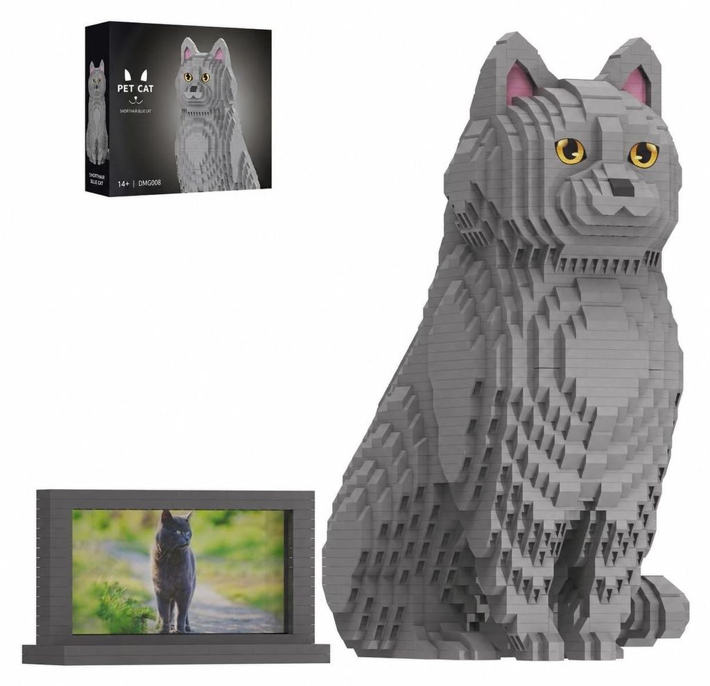 Bouwstenen kat - Russische blauwe kat - 2903 delen - 17,5 x Productafbeelding 