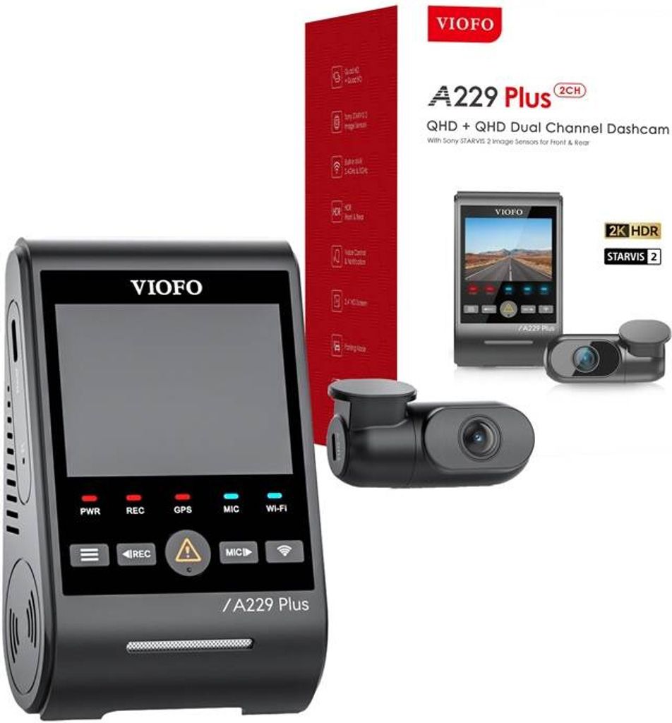 VIOFO A229 PLUS 2CH 2K + 2K WiFi, GPS Obrázok produktu 