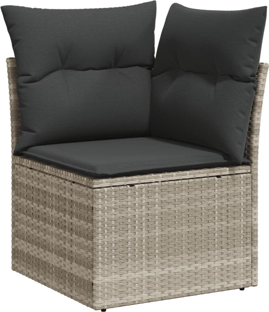 "SALE 2026" Garten-Ecksofa - Balkonmöbel/Loungeset - elegantes Design - mit Kissen Hellgrau Poly Rattan - 62x62x69cm - Gartensofas DEMöbel851237