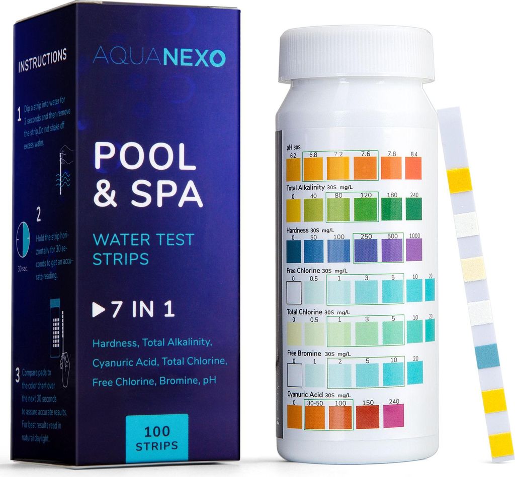 Aquanexo Teststreifen 7-in-1, pH und Chlor Wassertester 100 st.