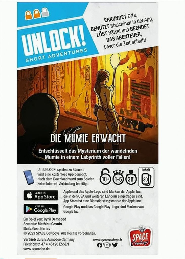 Asmodee Unlock! Short Adventures - Il Risveglio Della Mummia - Gioco Da Tavolo Escape Room Con App, 1-6 Giocatori, 10+ Anni - 3