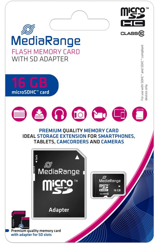 MediaRange Carte mémoire micro SDHC 16 Go Image du produit 