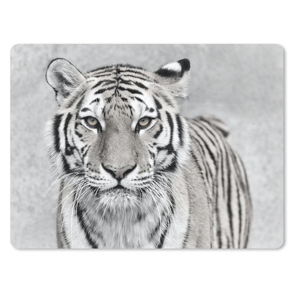 MuchoWow Mauspad Mousepad Tiger - Natur - Schwarz - Weiß 40x30 cm - Mousepads - Maus Mat - Pad - Mausunterlage - Anti Rutsch