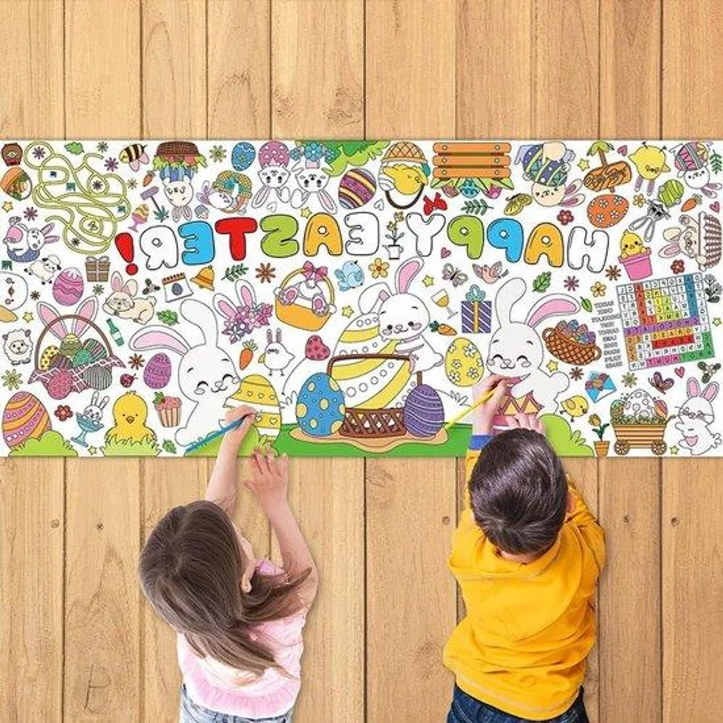 Affiche Pâques Géante 72x183cm Carton - Décoration Créative pour Enfants