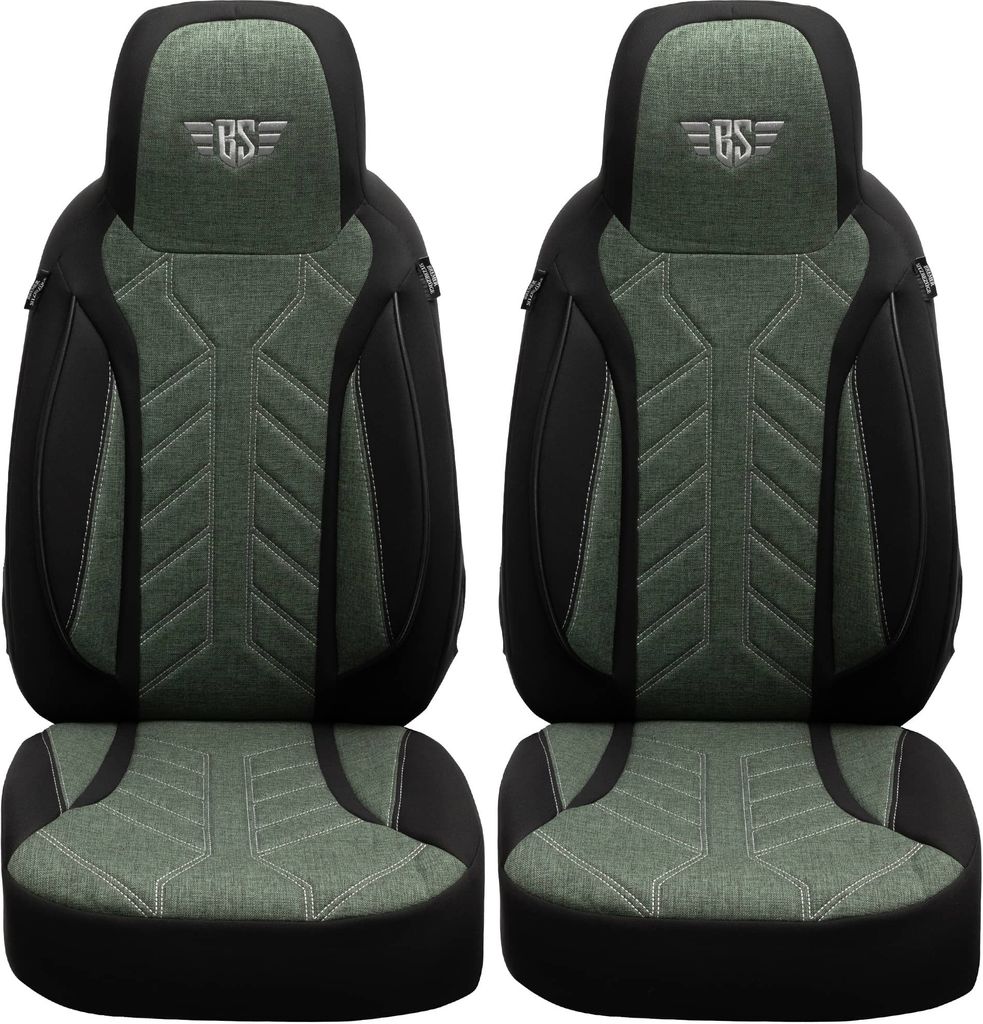 Toyota Camry 6 Bj 2006-11 kompatible Schonbezüge in Schwarz/Olivgrün PLKT213