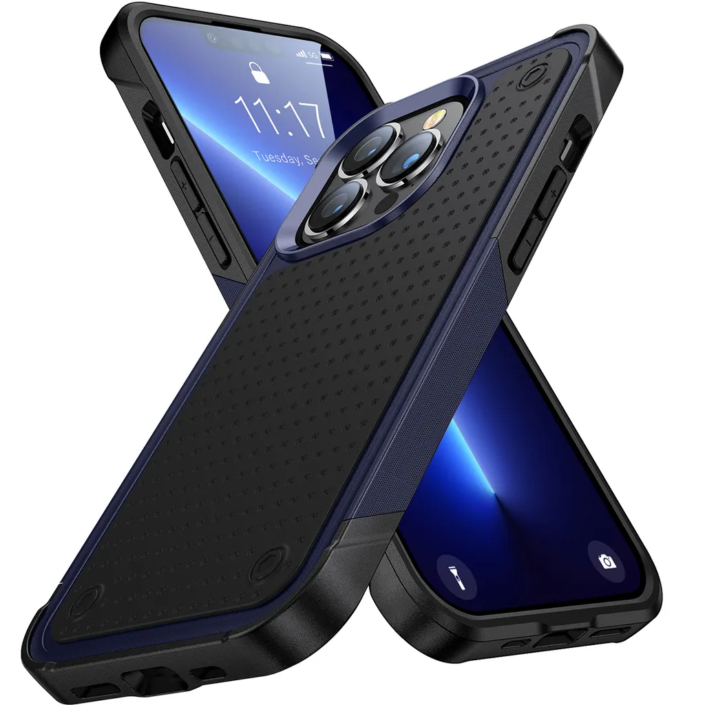 Custodia iPhone 13 Pro Militare Antiurto 2in1 Blu Nero - Protezione Vera