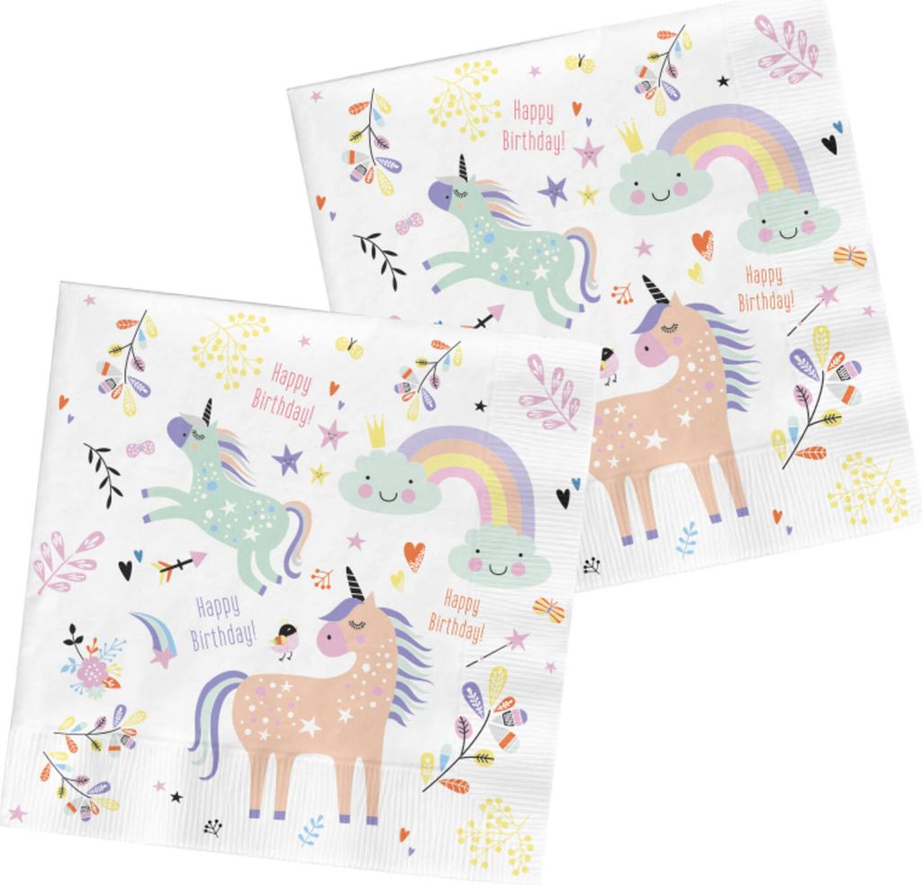 Tovaglioli Unicorni e arcobaleni 33x33cm - 20 pezzi Immagine del prodotto 