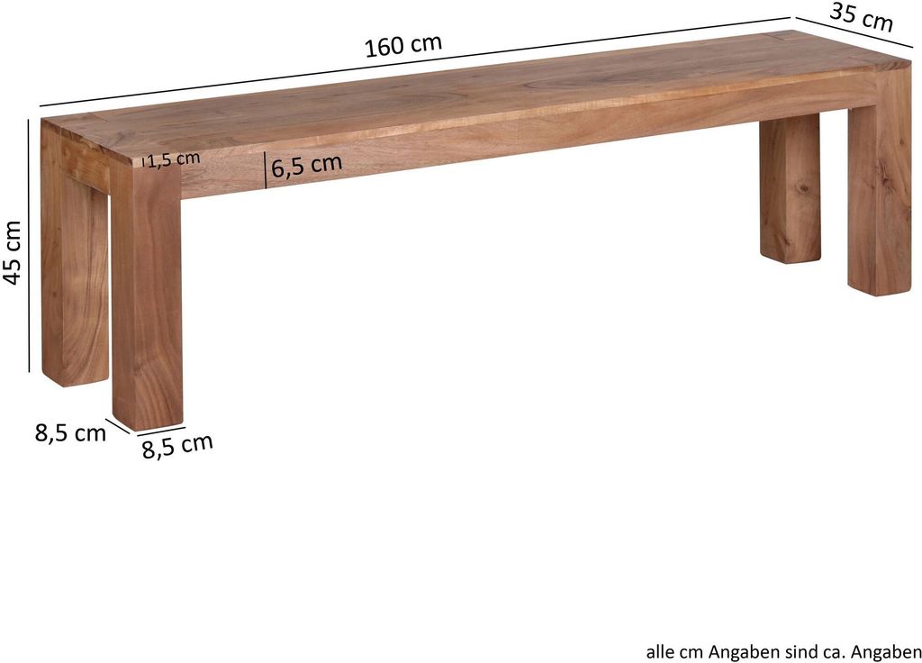 Jedálenská lavica mumbai masívna akácia 160 x 45 x 35 cm Obrázok produktu 2