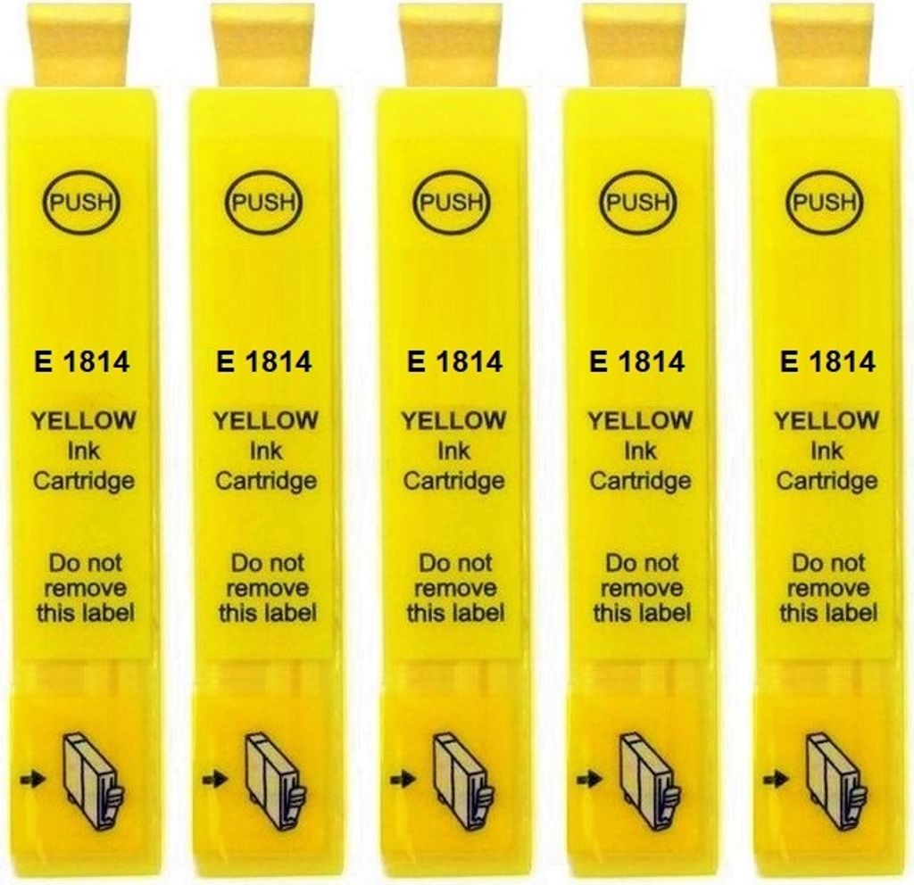 5 kompatible Druckerpatronen T1814, T18XL Yellow für Epson Expression Home XP-102 XP-202 XP-205 XP-212 XP-215 XP-225 XP-30 XP-302 XP-305 XP-312 XP...
