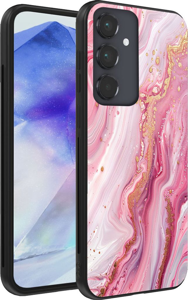 Handyhülle passend für Samsung Galaxy A55 mit Marmordruck - TPU Back Cover Case Marble Design - Pink
