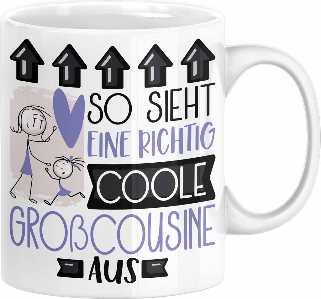 Großcousine Geschenk Tasse Geschenkidee für Großcousine Geburtstag Weihnachten Spruch So Sieht Eine Richtig Coole Großcousine Aus Kaffee-Becher...