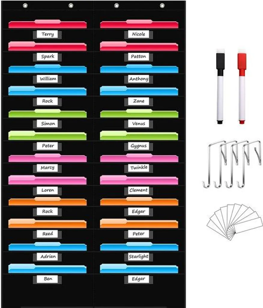 Organisateur documents noir multi-compartiments 24 onglets de couleur