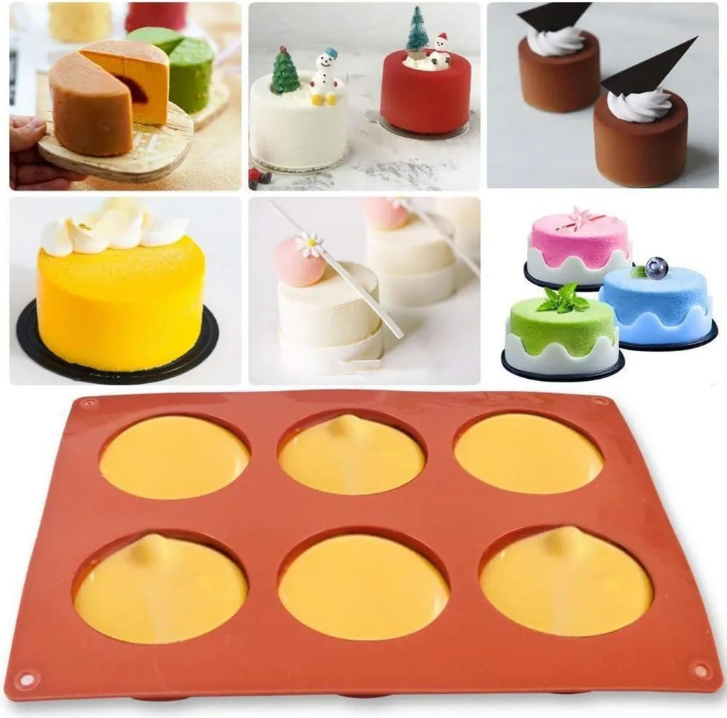 3 Stampi Silicone Cilindro 6 Cavità 5,1cm per Mini Cake e Dessert - 2