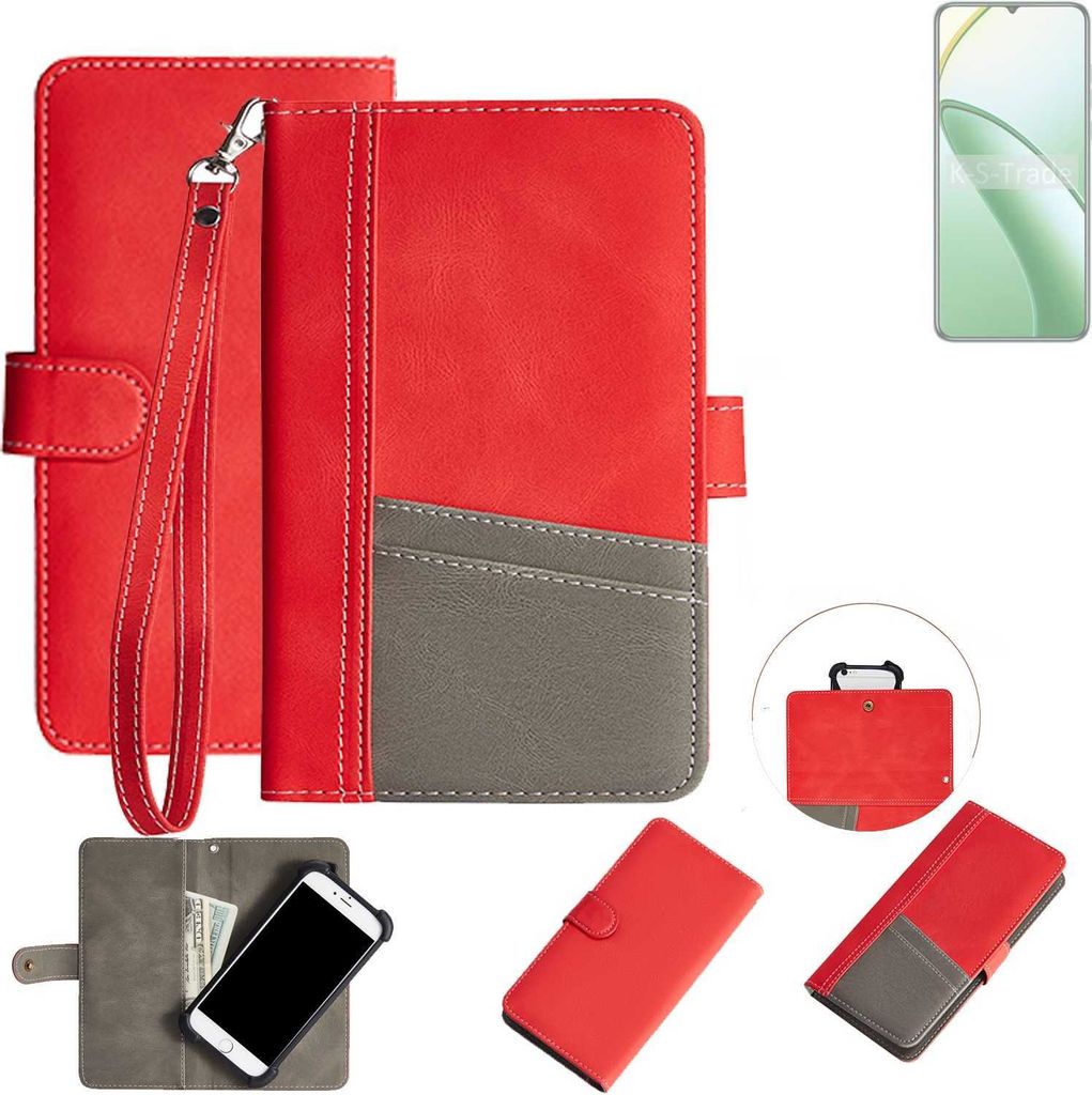 K-S-Trade Handy Schutzhülle für Oukitel C53 Hülle Portemonnee Brieftasche Klapphülle Kartenfächer Flip Wallet Case Etui