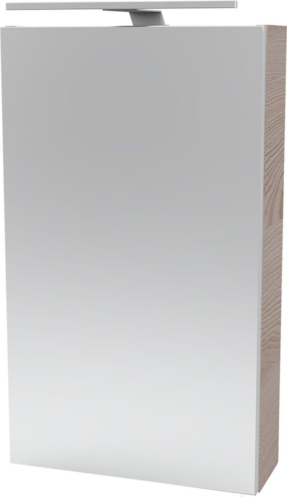 Fackelmann B.CLEVER Spiegelschrank mit LED-Beleuchtung Alibertschrank für Bad und Gäste-WC (40 x 68 x 15,3 cm) SBC Badschrank mit Spiegel in Holz...