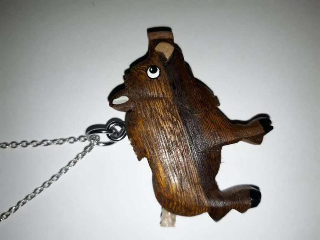 Kette mit Holzanhänger Wildschwein, Ketten Modeschmuck Produktbild 