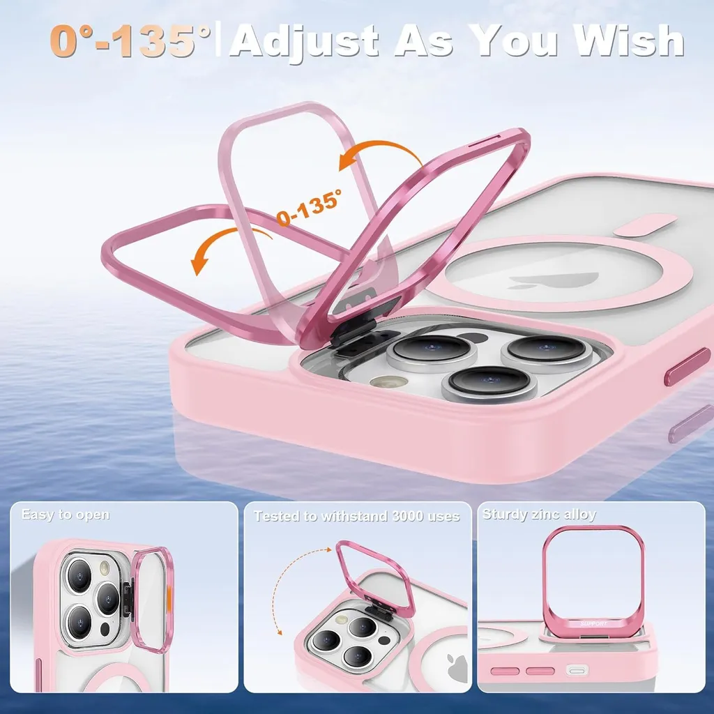 Custodia iPhone 12 MagSafe Rosa con Supporto - Protezione Trasparente - 2
