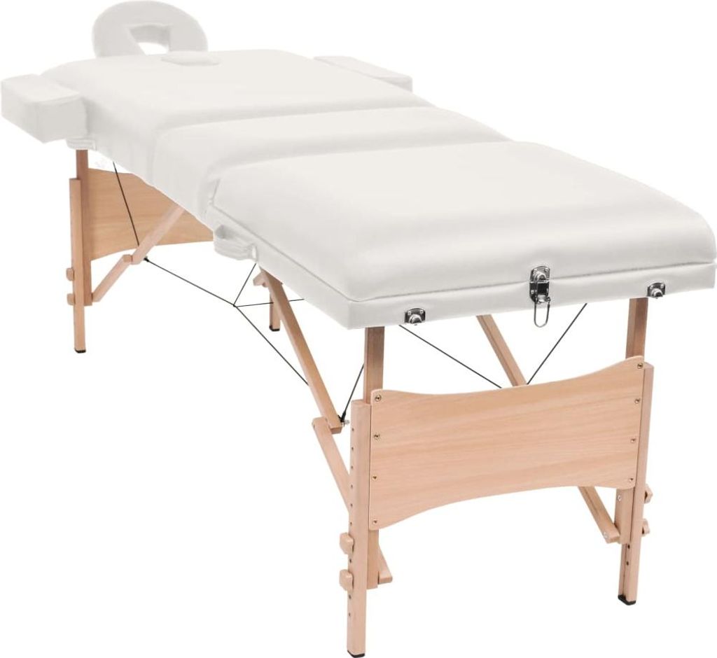 vidaXL Massageliege 3-Zonen mit Hocker Klappbar 10 cm Sitz Weiß