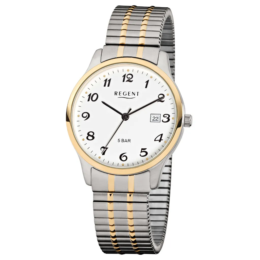 Montre Regent F-877 analogique à quartz pour homme argent et or Ø 36 mm
