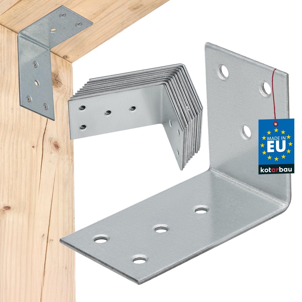 KOTARBAU 12er Set Winkelverbinder Schwerlastwinkel 70x50x40mm verzinkter Stahl Winkel Stahlwinkel Stabil Langlebig Balkenverbinder Silber