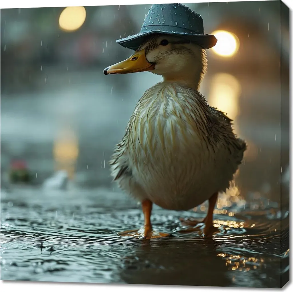 Tableau Canard au chapeau 90x90 cm - Décoration idéale pour salon chic