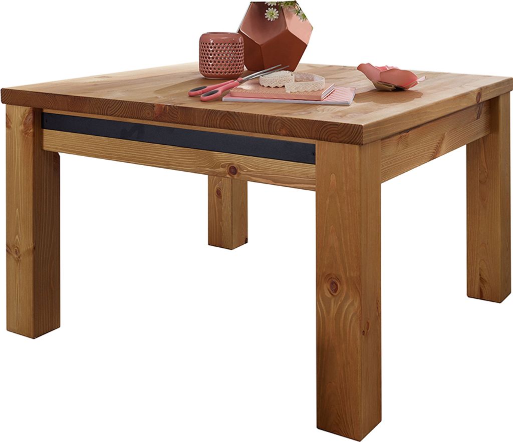 Couchtisch Massivholz 70x70 cm WILSON-69 in Kiefer massiv eichefarbig, B/H/T: ca. 70/45/70 cm