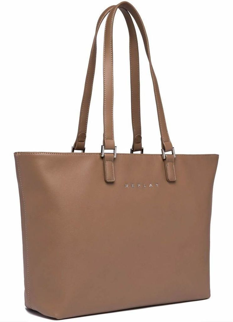 REPLAY Schultertasche Shopper Shoulder Bag Dirty Pale Beige hellbraun