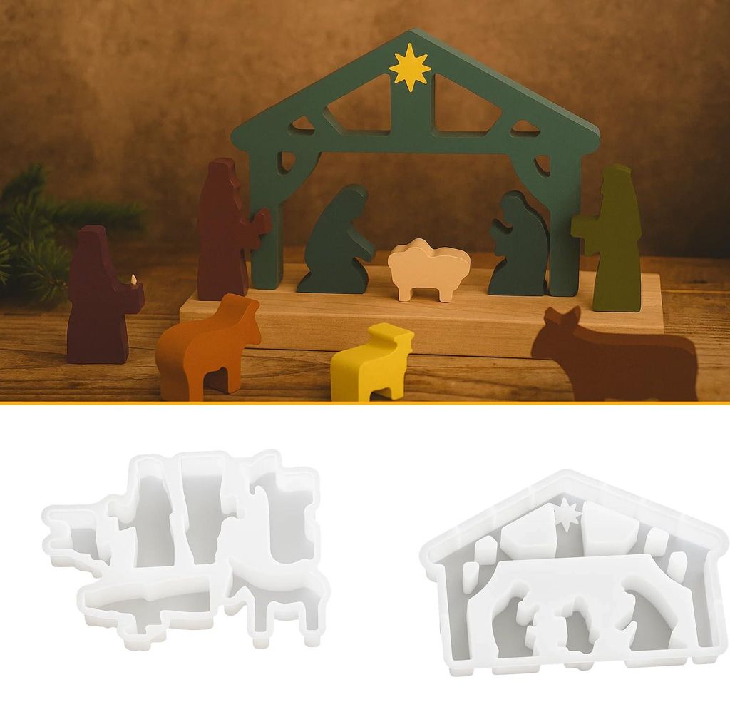 Silikonformen zum Gießen von Krippenfiguren für selbstgemachte Weihnachtsdekorationen, Form zum Gießen von Jesus im Gebet für Harz, Gips und Ke...