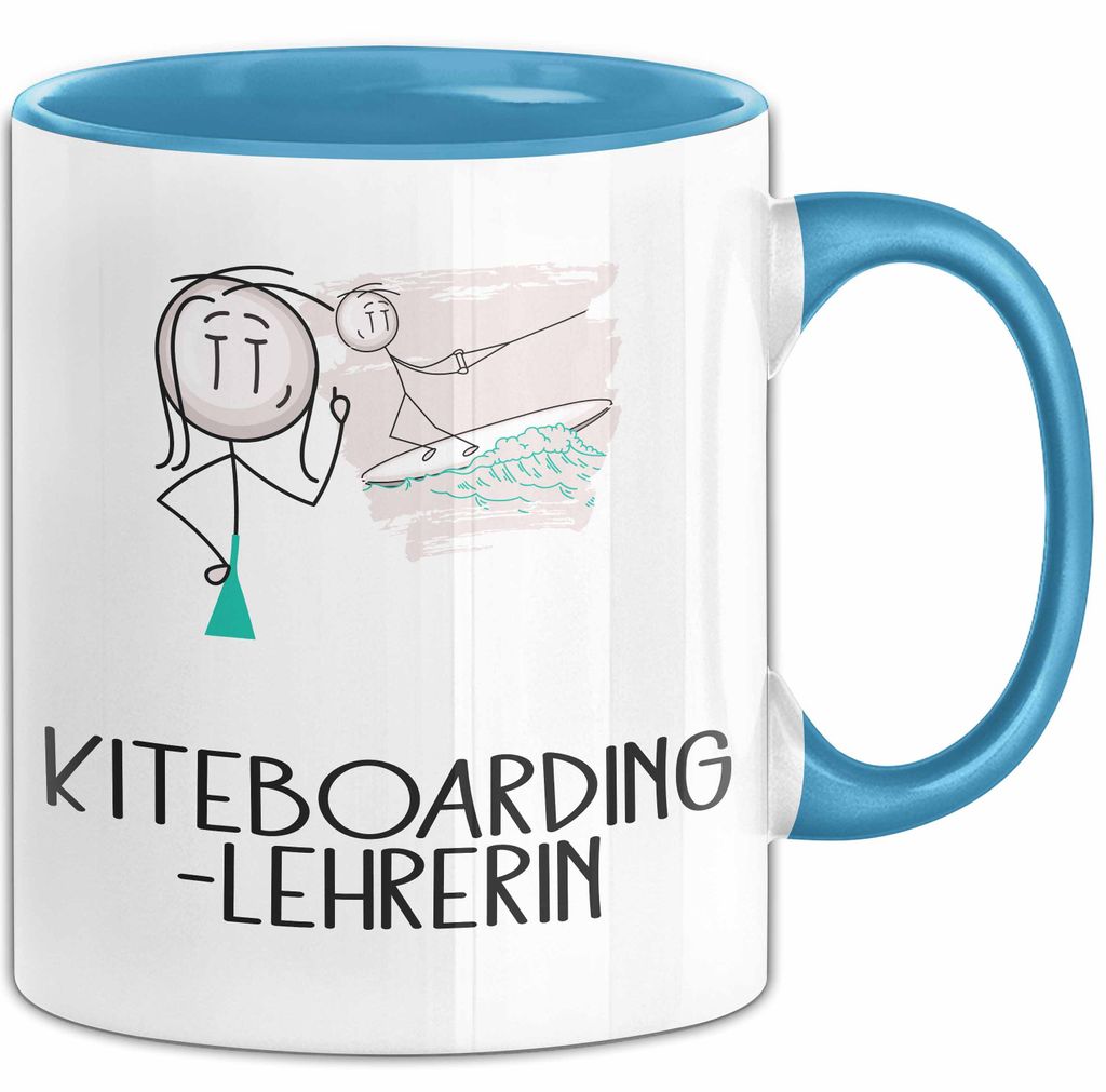 Geschenk für Kiteboarding-Lehrerin Tasse Lustige Geschenkidee Geburtstag Ich Bin Kiteboarding-Lehrerin Ich Darf Das (Blau)