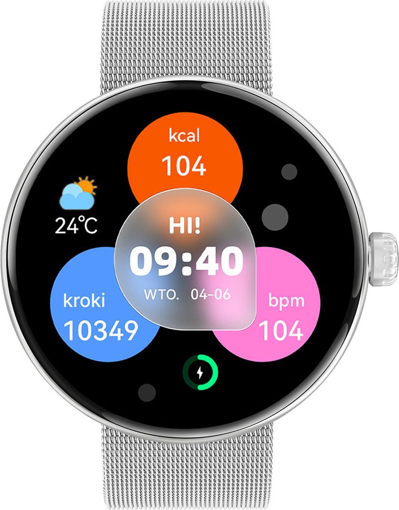 Forever Smartwatch fur Damen Forevive 5 SB-365 Silber, IP68, Schrittzähler, Pulsmesser, Schlaf-Monitoring, Touchscreen, Bluetooth