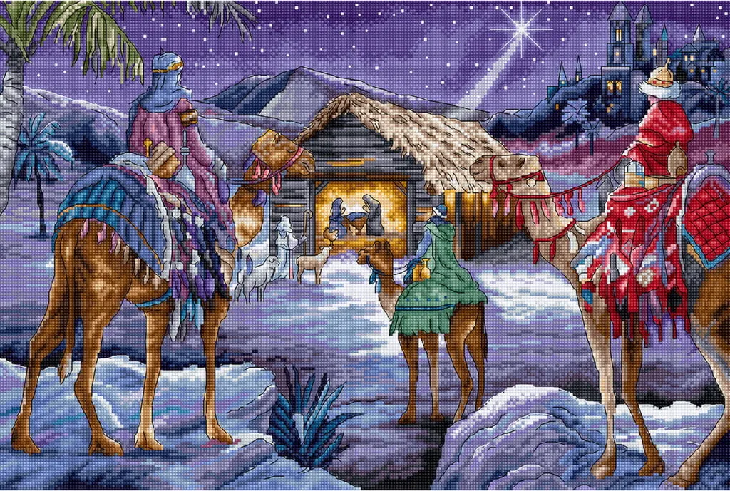 Décoration de Noël à broder point de croix Rois Mages Kit Letistitch