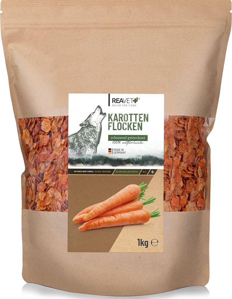 REAVET Karottenflocken für Hunde 1kg – Getreidefreie Produktbild 