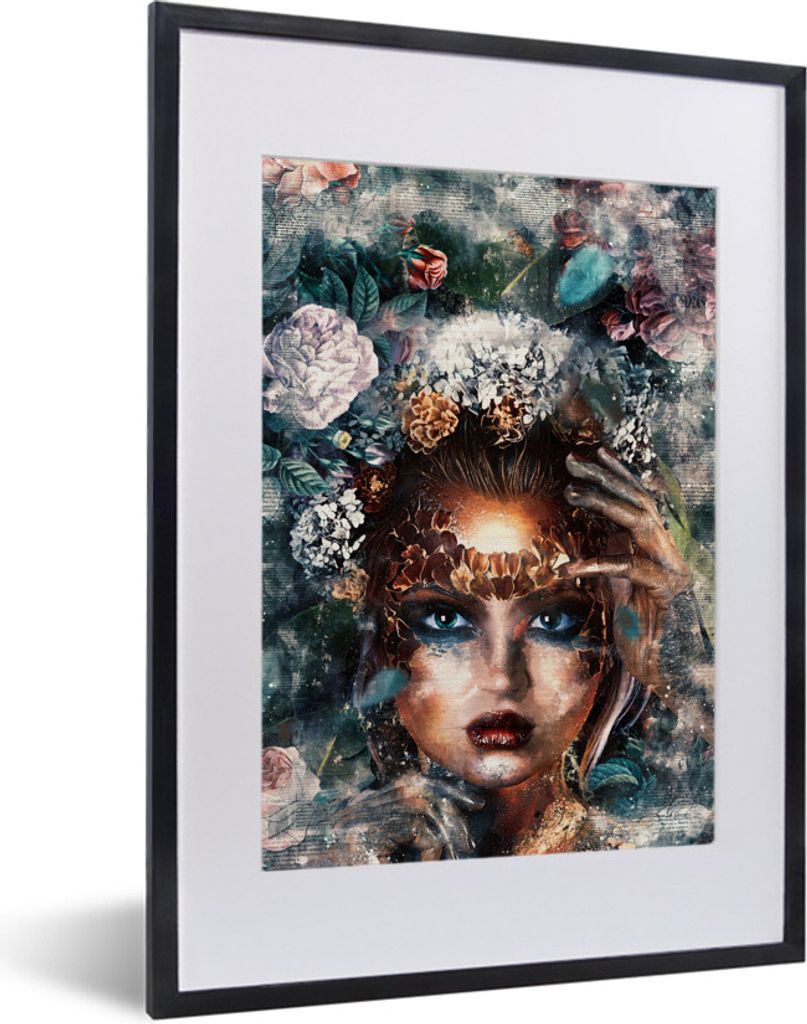 MuchoWow MuchoWow Gerahmtes Poster Abstrakt - Rauch - Frau 30x40 cm - Poster mit zchwarzem Bilderrahmen - Wandposter Schlafzimmer