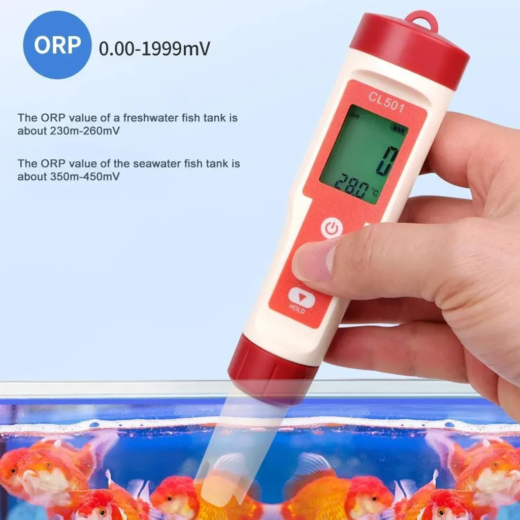 Analyseur d'eau pour aquarium et aquaculture 5 en 1 - pH et Chlore