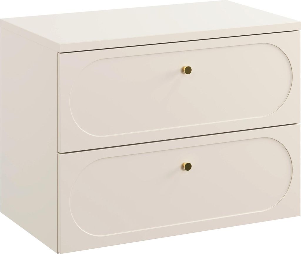 FURNLUX Waschbeckenschrank Donna Beige Und Gold 80cm / Hauptfarbe: Beige / Abmessungen: 80 x 59 x 46 cm