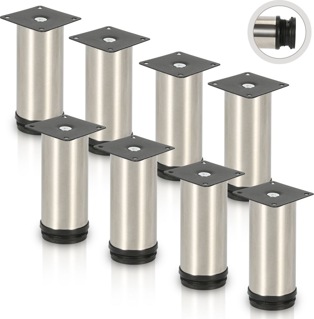 Aopunly 8er Set Möbelfüße Tischbein Set Sofafüße Möbelbeine Bettstützen Sofafüße Schrankfuß Möbelbeine Edelstahl 180mm