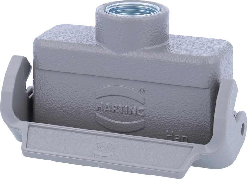 HARTING Han 16A Kupplungsgehäuse niedrig, 1xM20 gerader Kabelabgang, mit 1 Längsbügel Verschraubung M20 Klemmbereich