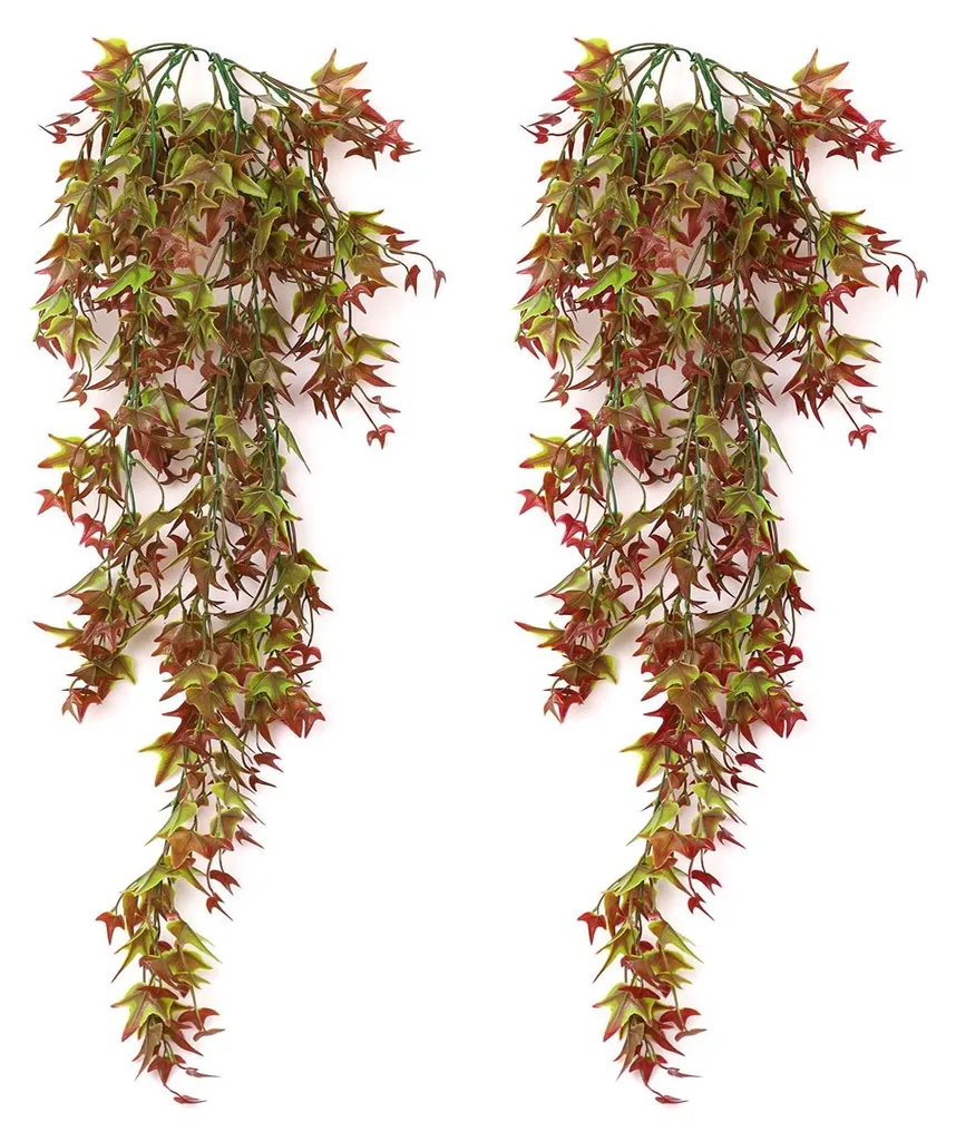 Plante Artificielle Retombante de 70 cm pour Décoration Murale Rouge