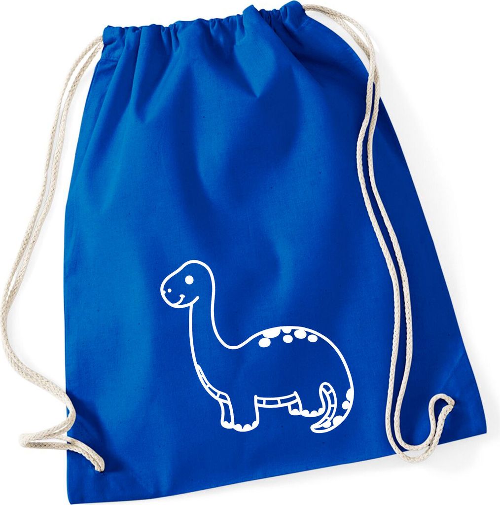 Huuraa Turnbeutel Brontosaurus Dinosaurier 12 Liter Bright Royal Baumwolle Rucksack Geschenkidee