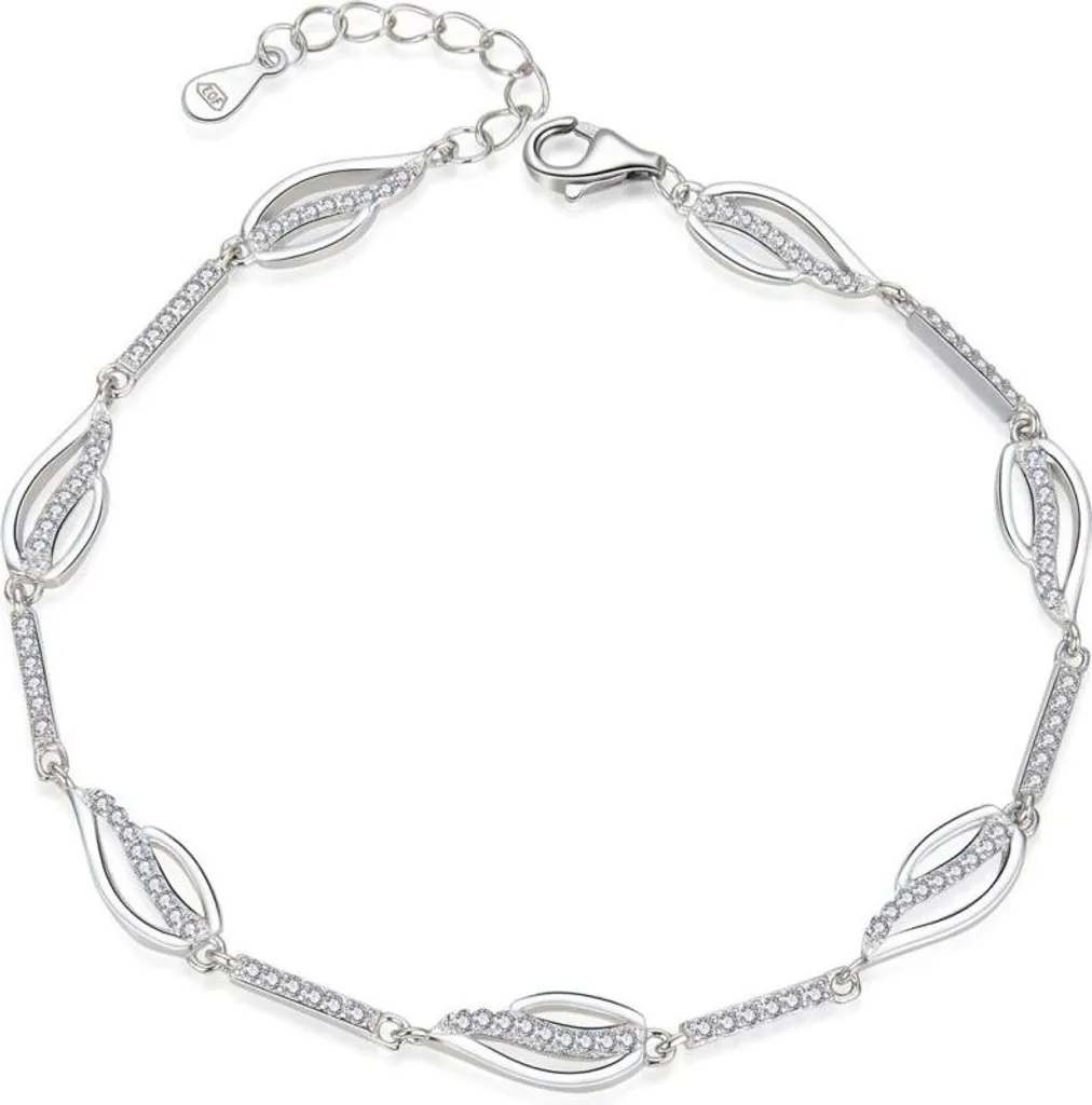Bracelet argent rhodié et zircon cubique éclatant modèle B0000736