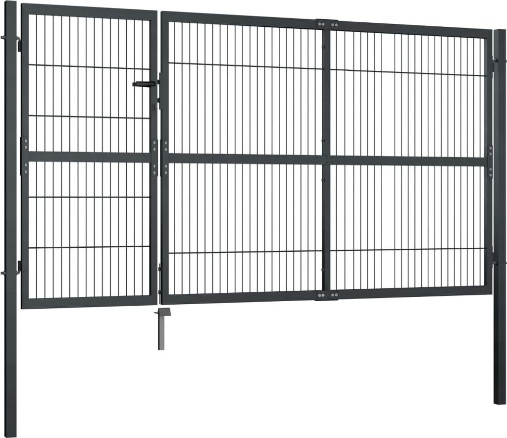 vidaXL Brama ogrodowa ze słupkami stal 350×140 cm antracyt Zdjęcie produktu 
