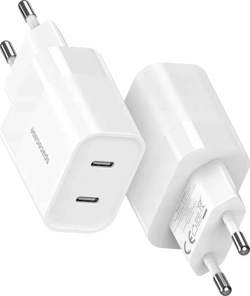 Double Chargeur USB-C 20W SPACECASE pour iPhone et Android Blanc SC011W - 5