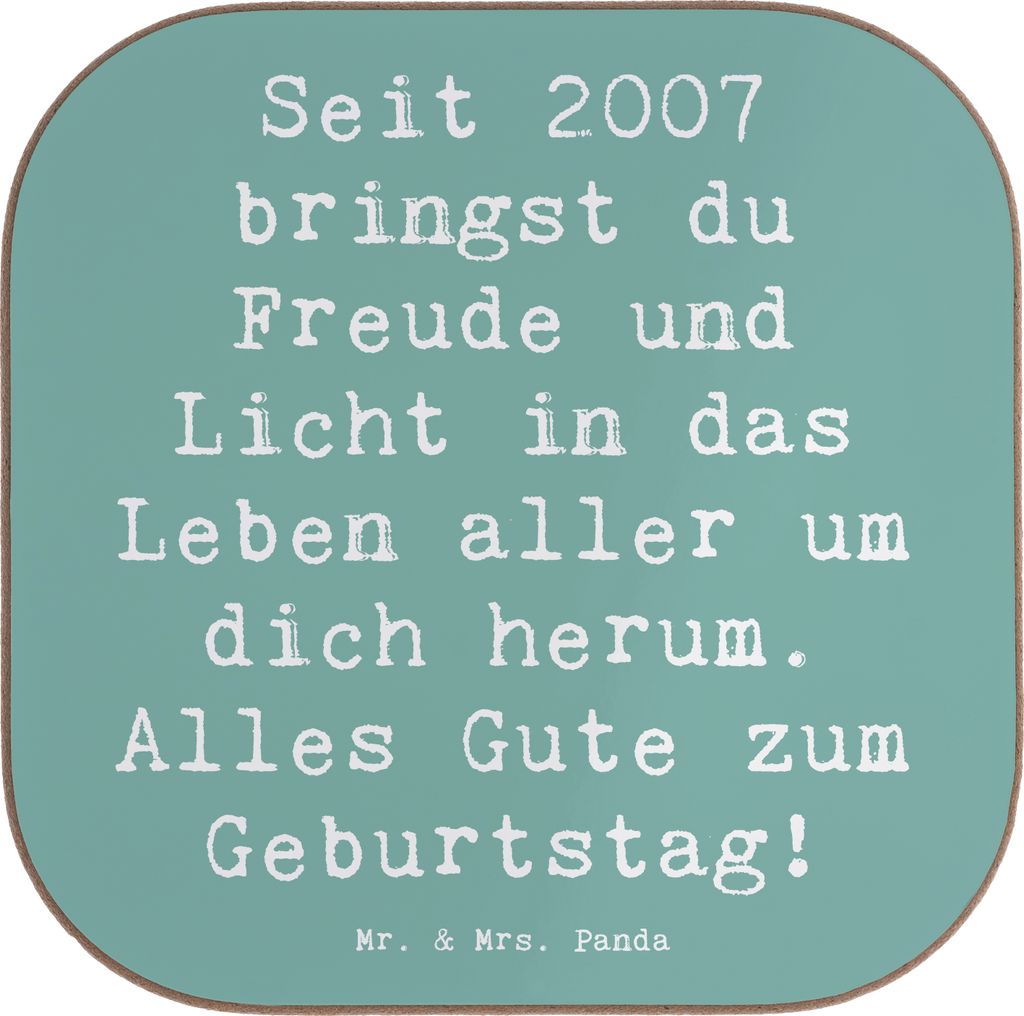 Mr. & Mrs. Panda Holzuntersetzer Spruch 2007 Geburtstag - Meeresbrise - Geschenk, Untersetzer für Gläser, Geburtstagsgeschenk, besondere Momente,...