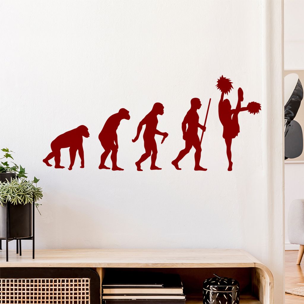 Cheerleader Evolution Wandtattoo Wandaufkleber Wall Sticker - Dekoration, Küche, Wohnzimmer, Schlafzimmer, Badezimmer