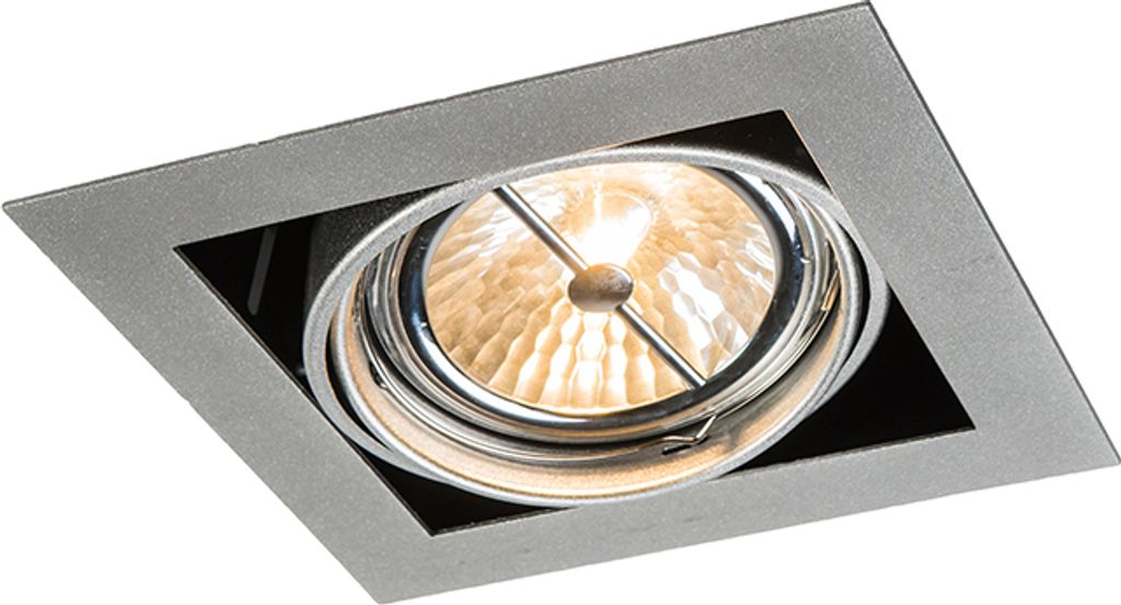 QAZQA - Design Einbaustrahler Stahl I Silber I nickel matt G53 111mm Verstellbar - Oneon I Wohnzimmer I Schlafzimmer - Stahl Quadratisch - LED geei...