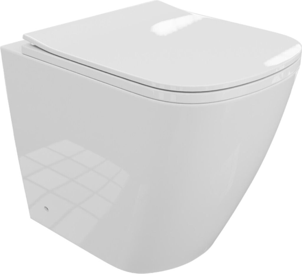 LAVITA Stand-Toilettenschüssel WC Tyber | Toilettendeckel mit Absenkautomatik & Metallscharniere | WC-Sitz SoftClose | Keramik Toilette Spülrandl...