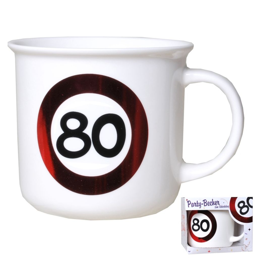 HAPPY BIRTHDAY 80 KAFFEEPOTT TASSE IM GESCHENKKARTON PORZELLAN 80.Geburtstag