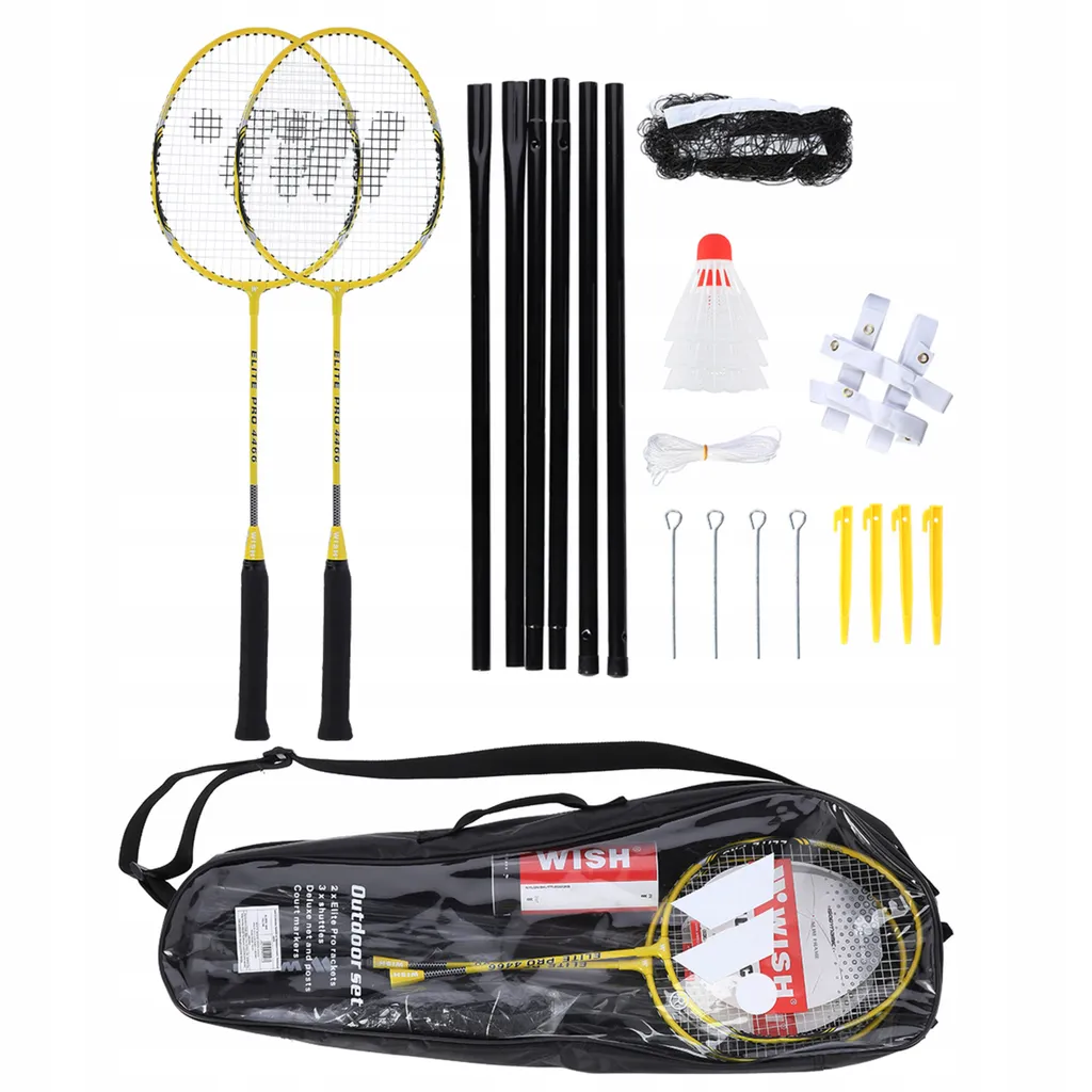 Set de Raquettes de Badminton Jaunes WISH Alumtec 4466 avec Housse