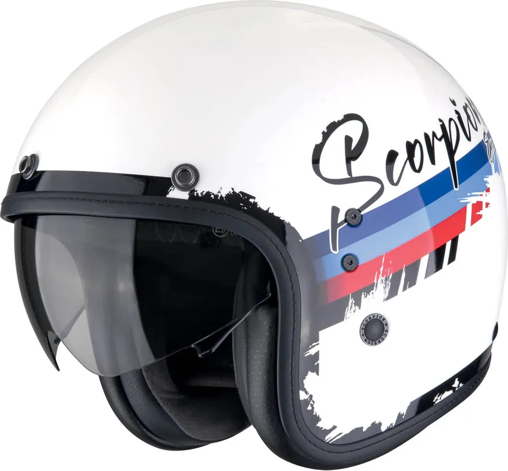 Casque Jet Scorpion Belfast Evo Adonis Blanc Rouge Bleu - Taille 2XL